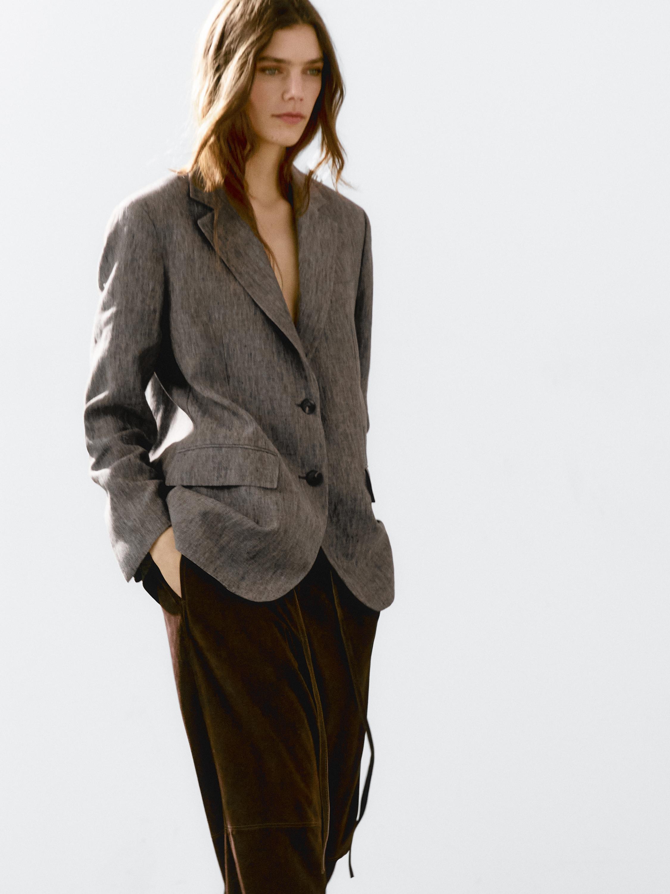 Flecked 100% linen blazer